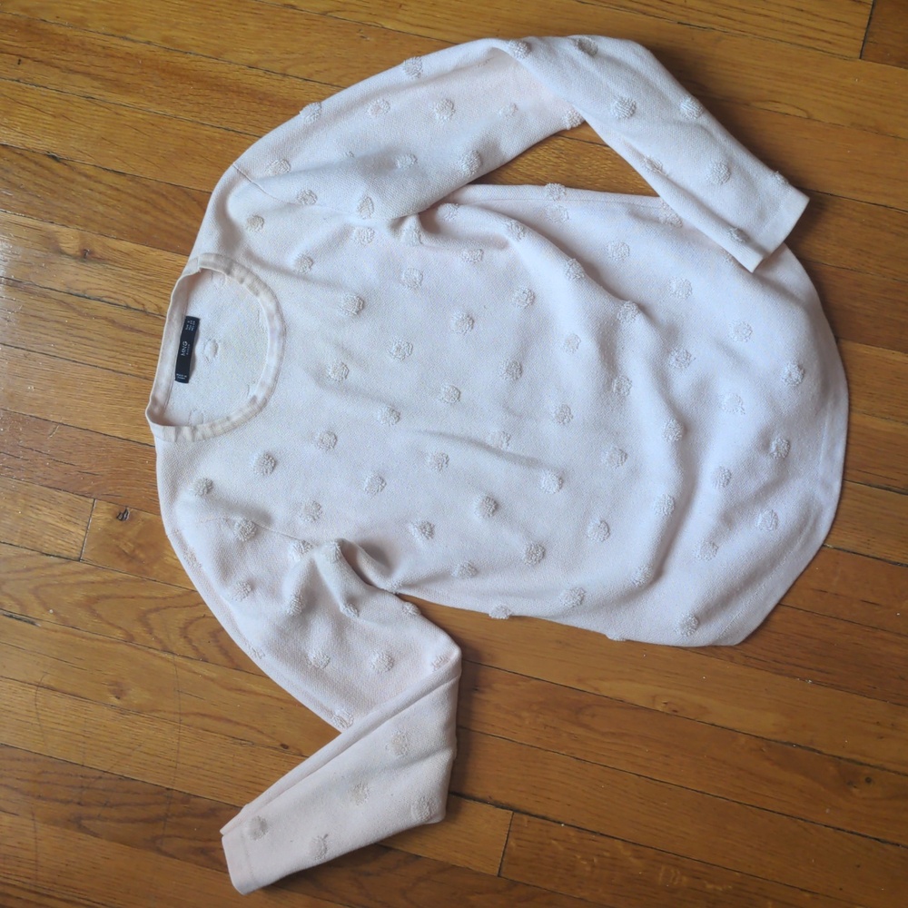 Pale pink polka dot pullover sweater